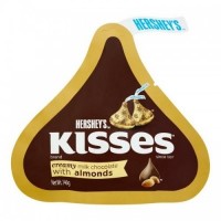 HERSHEY'S ICONIC KISSES 146G - MILK W ALMOND (1x24)  (24 Units Per Carton)